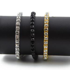 Hip Hop Bracelet Gold Plated Bling Bling 1 Row Iced Out Cz Bracelet Top Fashion Mens Jewelry Y#101240p