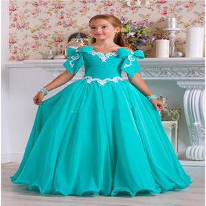 Hunter Chiffon Beaded Flower Gilr Dresses Bows Lace Vintage Little Girl Wedding Dresses Beautiful Child Pageant Dresses Gowns FL01298K