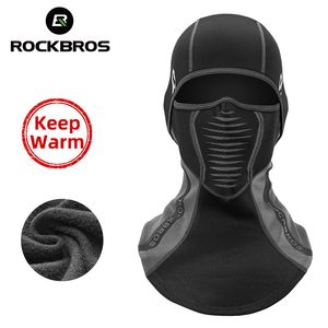 Bisiklet Kapakları Maskeler Rockbros Kış Termal Polar Maskesi Tam Yüz Kapağı Snowboard Kaput Eşarpları Açık Hava Spor Rüzgar Geçirmez Bisiklet Headgear Balaclava 230915