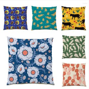 Pillow Polyester Linen Pilow Cover Flower Home Decoration Velvet Fabric Covers Decorative Fashion S E0531