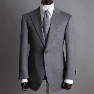 Men's Suits & Blazers Jacket Pants Handsome Chic Business Grey Notch Lapel Slim Fit Tuxedo Wedding Man Suit 2 Piece Formal 267J