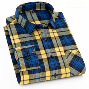 Men Long Sleeve Single Breasted Shirts Camisa Breathable Comfortable Plaid Printed Casual Slim Fit High Quality Shirts Cloth305o