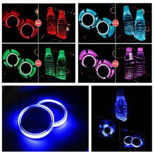 2x Car LED Light Cup Holder Automotive Interior USB Colorful Atmosphere Lights Lamp Drink Holder Anti-Slip Mat Auto Products229f