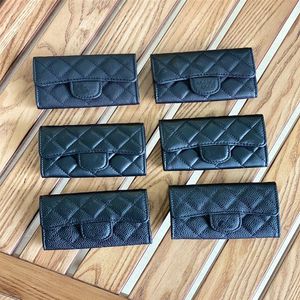 Black Caviar Design mini plånböcker män kvinnor kortinnehavare guldsilver hårdvara äkta läder kreditkortsinnehavare med ruta 99187h
