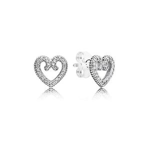 Autêntico coração redemoinhos brincos s925 prata esterlina jóias finas se encaixa estilo europeu brincos designer para mulher 297099cz