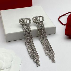 novos brincos de borlas joias de grife brincos de prata 925 femininos luxo ouro duplo em forma de V joias presente de casamento para recém-casados Dia das Mães dos Namorados