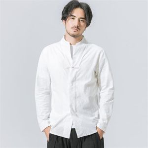 Incerun Men على الطراز الصيني الصيني الصلب قميص طويل الأكمام من ذوي الياقات القميص قميص قميص الكتان القطن النحيف نحيف