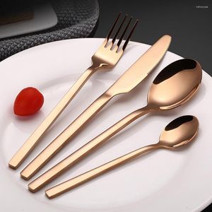Knives Top Grade Fantastic Matte Stainless Steel Western Dinnerware Pattern Perfect Shape 4 In 1 Standard Cutlery Sets Tableware