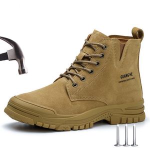 Klädskor arbetssäkerhetsstövlar män oförstörbar höst vinter varma plysch arbetsskor konstruktion anti-smash skor stål tå säkerhetskor 230915