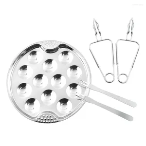 Dinnerware Sets Baked Snail Plate Baking Home Dish Escargot Cooking Oyster Pan Heat Resistant Clamp Clip Restaurant Circle Tray