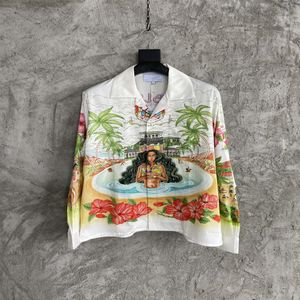 2021 Spring Summer Hight quality Men Shirt Designer Printed Silk Cotton Materic