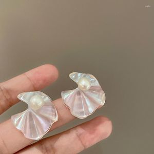 Stud Earrings Korean Colorful Acrylic Irregular Flower Pearl For Women Girls Trendy Geometric Statement Earring Party Jewelry