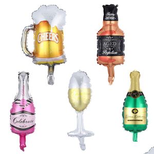 Decorazione del partito Palloncini Foil Pub Mini Bottiglia di champagne Bicchieri di birra Succo di alluminio Compleanno Consegna a goccia Giardino domestico Forniture festive Dhq4G