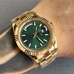 Diamond 40mm 날짜 Automaton 36mm 여자 시계 금 904L 스테인레스 스틸 스트랩 사파이어 숨겨진 접이식 버클 방수 DHGATE U1 시계 LB