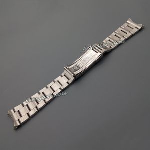 20mm Ny silverborstat rostfritt stål buntt slutklockband bandband armband för ROL sub vintage watch248j