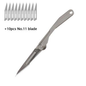 wholesale Mini Titanium Alloy Scalpel Fast Open Medical Folding Knife EDC Outdoor Unpacking Pocket with 10pcs Replaceable Blades LL