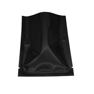 100pieces Lot 12x18cm Top Opening Black Aluminium Mylar Package Bag Bulk Matlagring Värmeförsegling Vakuumpåse för kaffe te nut261w