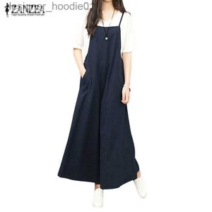 Basic Casual Dresses ZANZEA Women's Fashion Loose Casual Solid Plus size Bib Pants Tank Jumpsuit L230916