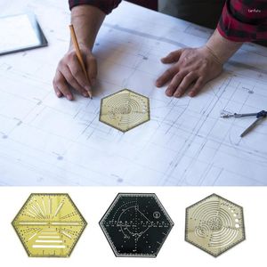 Mätverktyg Hexagonal Ruler Creative Drawing Guide Multifunktionell tydligt markerad DIY -återanvändbar quiltning Grip Mall