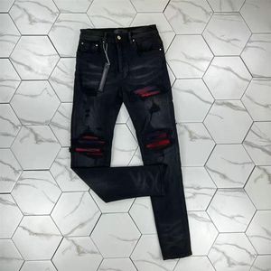 HM597 Mens jeans black cargo pants Designer Jeans skinny stickers light wash ripped motorcycle rock revival joggers true religions320v