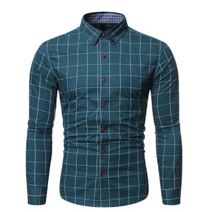 Camicia elegante da uomo Camicia a quadri Camicia da lavoro giovanile Camicia a maniche lunghe scozzese Desiderio coreano slim fit da uomo187k