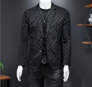 European 2024 Spring and Autumn New Suit Jacket Men's Thin High end Flocking Men's Suit Casual Personality Coat