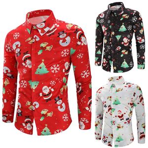 Camisas masculinas com estampa 3D de Natal, boneco de neve, Papai Noel, camisas fofas para festa à noite, vestido engraçado 339B