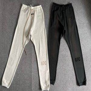 Autumn Winter USA Europe 7th 7C Flocking Print Logo Pants Byxor Casual Men Women Cement White String joggar Sweatpants188q