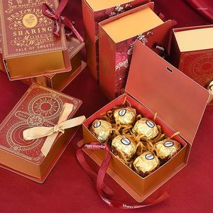 Present Wrap 3st Creative Book Shape Wedding Box For Guest Paper Candy Chocolate Dessert Packaging Boxes Baby Shower Birthday