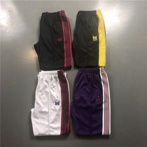 Men Women Sweatpants Needles AWGE Pants Autumn Winter Newest Butterfly Embroidered Ribbon Pants Colors Style AWGE Trousers225a