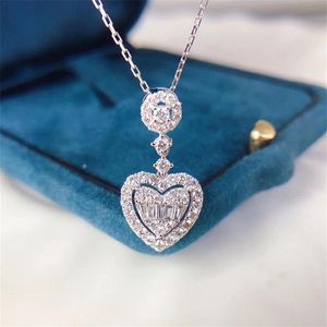 Cuore amore Lab Diamante cz Ciondolo in argento sterling 925 Pendenti per matrimoni per feste Collana a catena per le donne Gioielleria raffinata2224