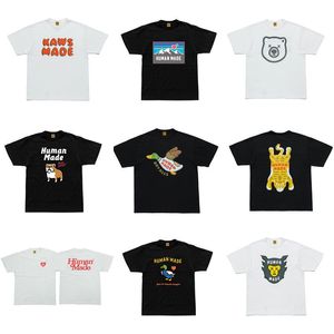 Marca japonesa na moda Human Made Mens Designer Camisetas Soltas Encaixes de Manga Curta T-shirt com Algodão Enxofre Urso Polar Pato Animal Bonito Carta Imprimir Camiseta de Algodão