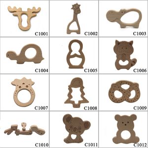 Teethers Toys 10pcs Safe Kara Teething Baby Teether Cute antlers Design Wooden Ring Animal Shape Toy handmade wooden teether giraffe teether 230915