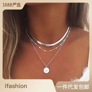 Recommend fashionable and personalized new simple multi-layer lotus Pendant Necklace female blade neck chain
