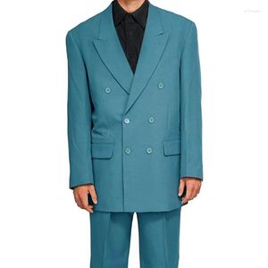 Herrdräkter Bröllopsdräkt Double Breasted Blazer Set Slim Fit Formal Party/Prom Custome Gentleman Tuxedo Homme 2 Pieces (Jacket Pants)