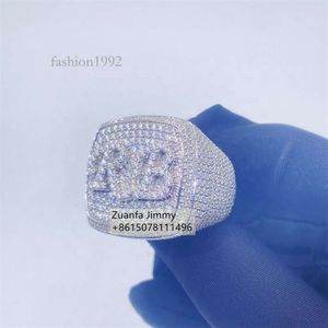 Pass Diamond Tester Sterling Sier Iced Out Hip Hop Ring Style Vvs1 Moissanite Champion Ring Man