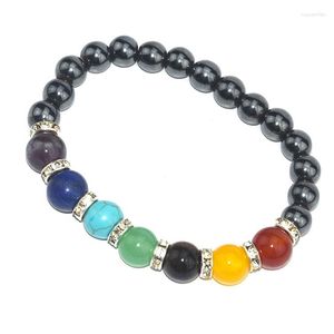 Charme pulseiras wangaiyao moda tigre olho pedra ágata preto gal pulseira cristal colorido sete pulso yoga energia mão str