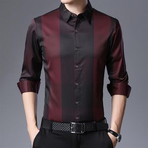 Nowa sprężyna męska koszula z długim rękawem Modna Plaid Wedding Party Men Men Business Casual Social Dress Shirt Red Blue Grey254n