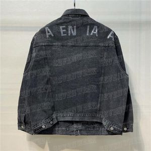 Projektantki Kobiet dżinsowe kurtki odzież zewnętrzna tylna litera rhinestone man kurtka odzież w stylu ulicznym hiphop Jean Coats3213