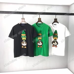 21SS Tasarımcılar Tee Top Erkek Kadınları Tişörtler Jakar Nakış Duck Man Paris Moda T-Shirt Uzun Kollu Luxurys Tshirts Siyah W186R