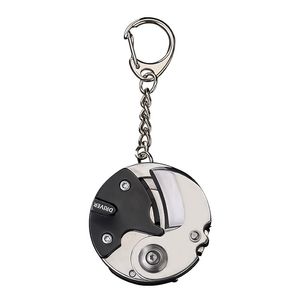 Hooks Rails rostfritt stål myntform Mini EDC Tool Folding Pocket Keychain Knife med hängande kedja för att campa utomhusöverlevnad