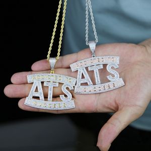 Hip Hop Iced Out CZ Letter ADDICTED TO SUCCESS Pendant Necklace Gold Silver Plated Mens Bling Jewelry