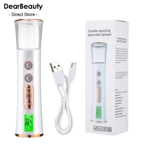 Vaporizzatore a doppia testina di spruzzo Nano nebulizzatore Mini umidificatore idratante Cura della pelle Display a LED Vaporizzatore portatile Nebulizzatore portatile 230915