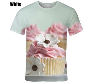 T-shirt da uomo 2023 stile estivo colorato fantasia cupcakes girocollo maglietta divertente stampa 3d camicia da uomo/donna top manica corta