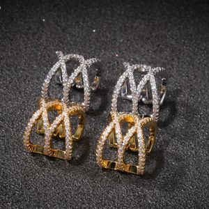 Iced Out Gold Ear Cuff Earrings Fashion Silver Womens Ear Bone Clip Hip Hop Jewelry233M