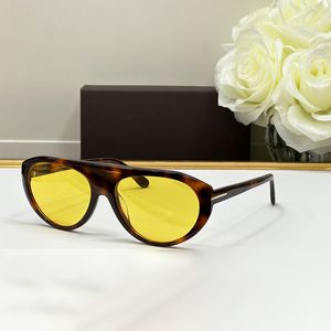 Designer óculos de sol tom óculos de sol lente amarela óculos de luxo premium acetato de alta qualidade moderno estilo piloto óculos de sol homens óculos de sol senhoras designers uv400
