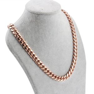Correntes homens curb cubano colar corrente rosa ouro aço inoxidável colares acessórios para homens mulheres punk moda jóias cust269k