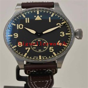Męski sport zegarków Nowe 42 mm Big Montre D 'Aviateur Black Dial 510401 Automatyczne męskie zegarek Srebrny Pasek Hig308p