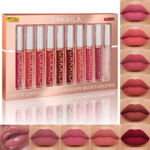 Lipstick 10 Kolory Zestaw Mat Mat Matte Lipgloss Hurtowa płynna szminka makijaż Makijaż Lip Kolor Batom Długotrwałe seksowne czerwone różowe nagi błyszczyk BUSH 230915