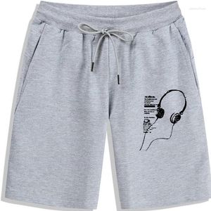 Herren-Shorts THE COOLMIND Langarm, lässig, locker, Baumwolle, Musik-Kopfhörer, bedruckt, Rundhalsausschnitt, kurz, für den Sommer